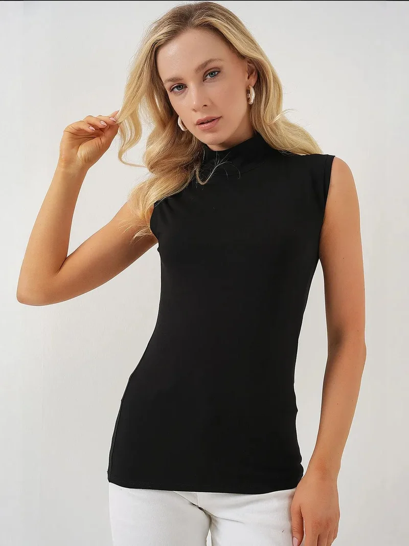 Big Dart Black BDART Fitted Half Turtleneck Bodysuit for Women | Best Price UAE