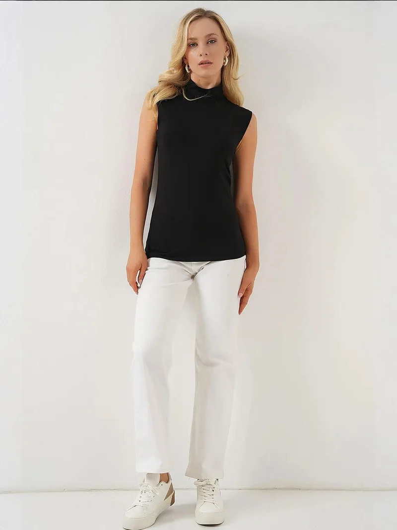 Big Dart Black BDART Fitted Half Turtleneck Bodysuit for Women | Best Price UAE