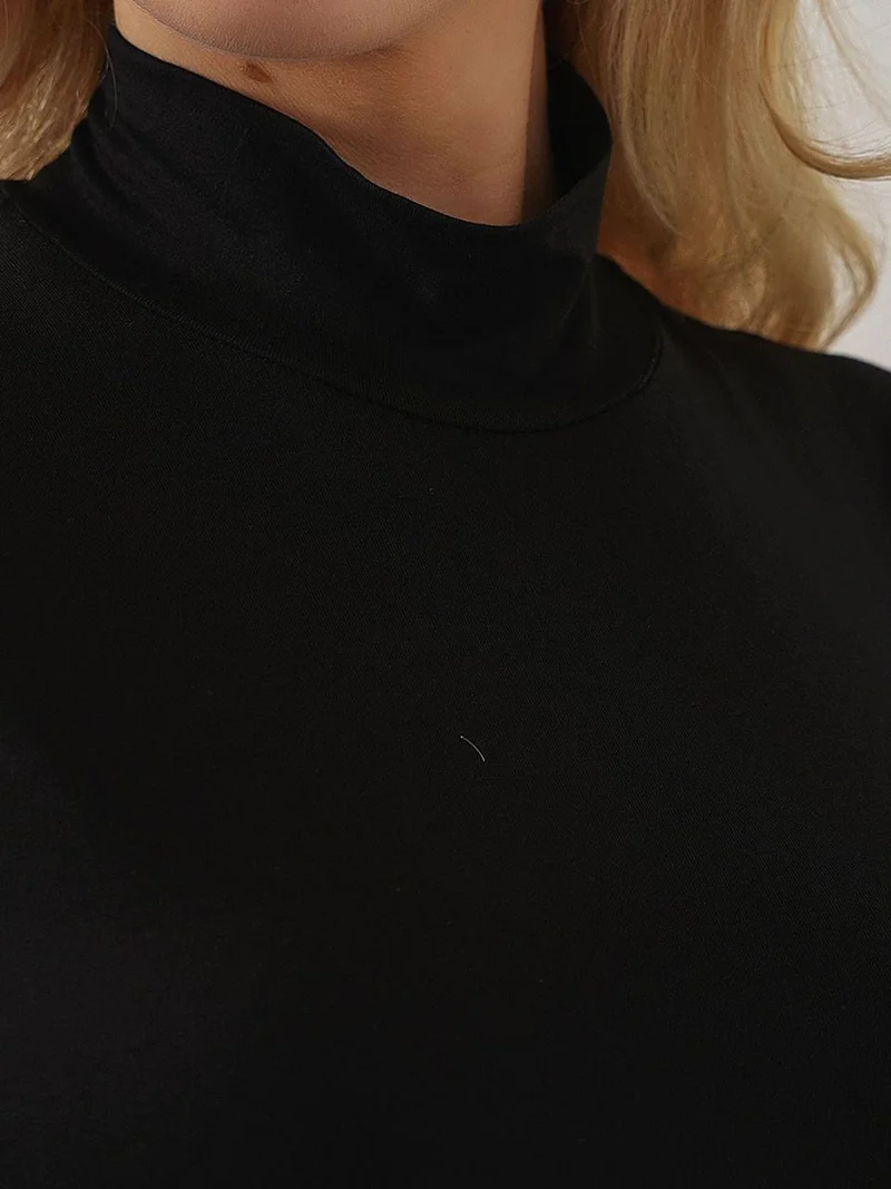 Big Dart Black BDART Fitted Half Turtleneck Bodysuit for Women | Best Price UAE