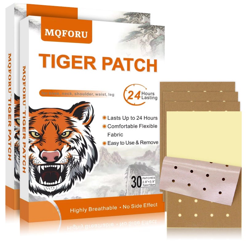 MQFORU Tiger Patches, 60 Pcs Chinese Tiger Plaster, Natural Herbal Adhesive Plasters for Muscle Joint Purposes, Maximum Strength Knee Patches for Back Shoulder Neck - Image 1