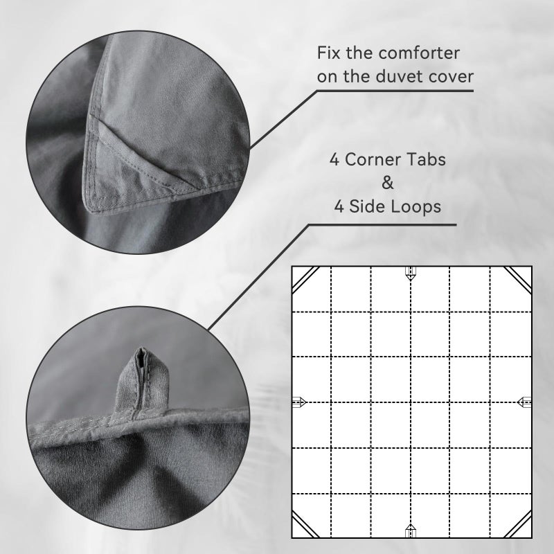 WENERSI Feather Down Fiber Comforter Full/Queen Size,Hotel Style Bedding Comforter,750+ Fill Power,1200TC,100% Organic Cotton Fabric,All Season Grey Duvet Insert with 8 Corner Tabs - Image 5