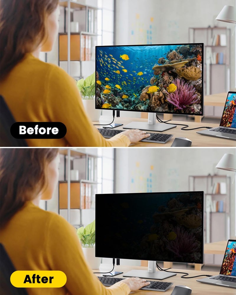 FFORITO F FORITO 24 Inch 16:9 360°Privacy Screen Protector for Computer Monitor, Removable Eye Protection Anti Blue Light Anti Glare Computer Screen Privacy Shield for All 24" Widescreen Monitors - Image 3