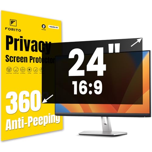 FFORITO F FORITO 24 Inch 16:9 360°Privacy Screen Protector for Computer Monitor, Removable Eye Protection Anti Blue Light Anti Glare Computer Screen Privacy Shield for All 24" Widescreen Monitors - Image 1