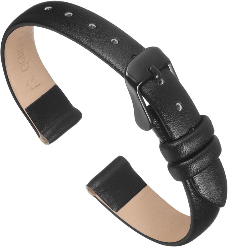 QUARKZMAN Leather Watch Strap Watch Leather Strap Watch Straps Flat Thin Elegant Leather Watch Strap Buckle for Smartwatch Men Women Men Women - Image 1