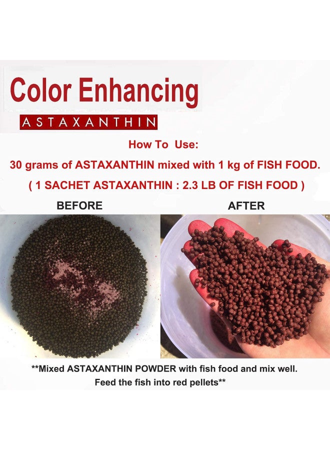 Hulx Astaxanthin Red Color Enhancing Powder All Type Fishes Tropical Fish Goldfish KOI Baby Fry Fish Guppy Betta Small Fish Use Mix Fish Food Granular Flake Sinking Floating Pellets 0.06 Lb. (30 g.) - Image 3