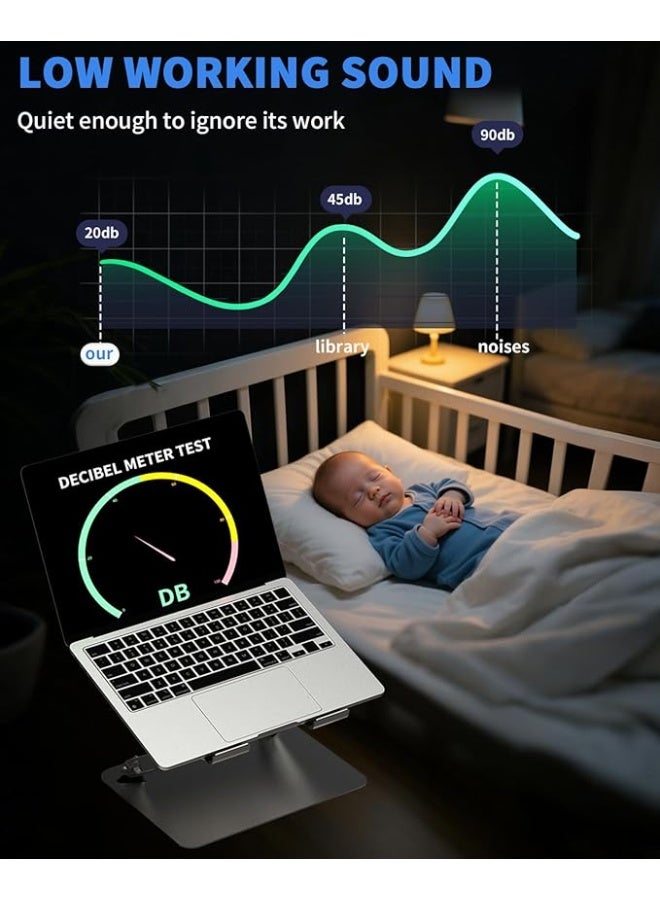 Laptop Cooling Pad – Low-Noise Upgrade Fan, 3.0 USB Hubs, Ventilated Cooler, Adjustable Ergonomic Stand, Supports Up to 16” Gaming Laptops - Image 4