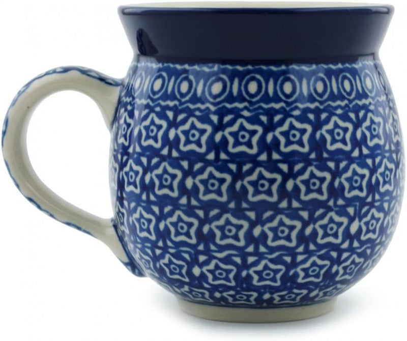 Polmedia Polish Pottery كوب فقاعات خزف بولندي أصلي سعة 12 أونصة بتصميم سماء الليل مصنوع يدويًا في بولسوافيا بولندا بواسطة سيراميكا أرتيستشينا شهادة الأصالة - Image 3