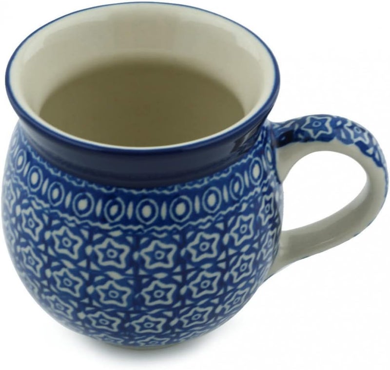 Polmedia Polish Pottery كوب فقاعات خزف بولندي أصلي سعة 12 أونصة بتصميم سماء الليل مصنوع يدويًا في بولسوافيا بولندا بواسطة سيراميكا أرتيستشينا شهادة الأصالة - Image 2