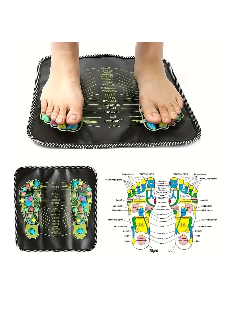 Generic 1 pc Colorful Stone Foot Acupressure Cushion - Square Pebble Shaped Massage Cushion for Stress Relief, Home Use  - Image 1