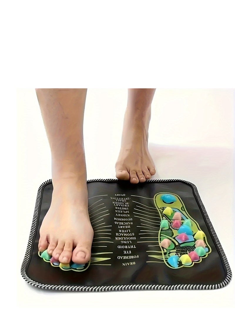 Generic 1 pc Colorful Stone Foot Acupressure Cushion - Square Pebble Shaped Massage Cushion for Stress Relief, Home Use  - Image 2