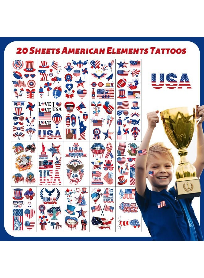 winthrop 20 Sheets 4th of July Temporary Tattoos for Women – Independence Day Waterproof Body Art Stickers - Image 5