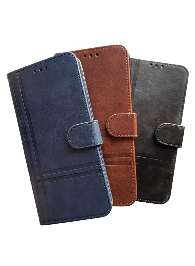 For Oppo A79 5G Leather Flip Case with Card Slot, Kickstand, Magnetic Closure Strap, Includes Inner Wallet, Silicone & TPU - Blue - Image 3
