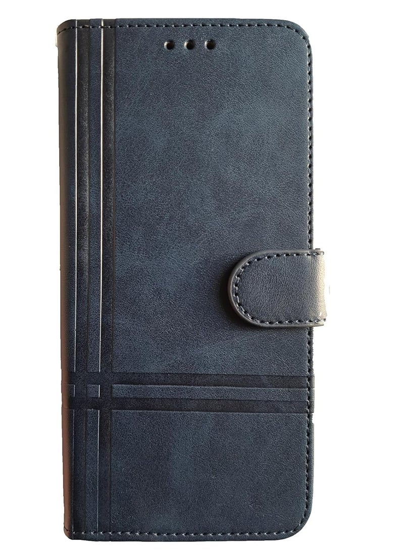 For Oppo A79 5G Leather Flip Case with Card Slot, Kickstand, Magnetic Closure Strap, Includes Inner Wallet, Silicone & TPU - Blue - Image 2