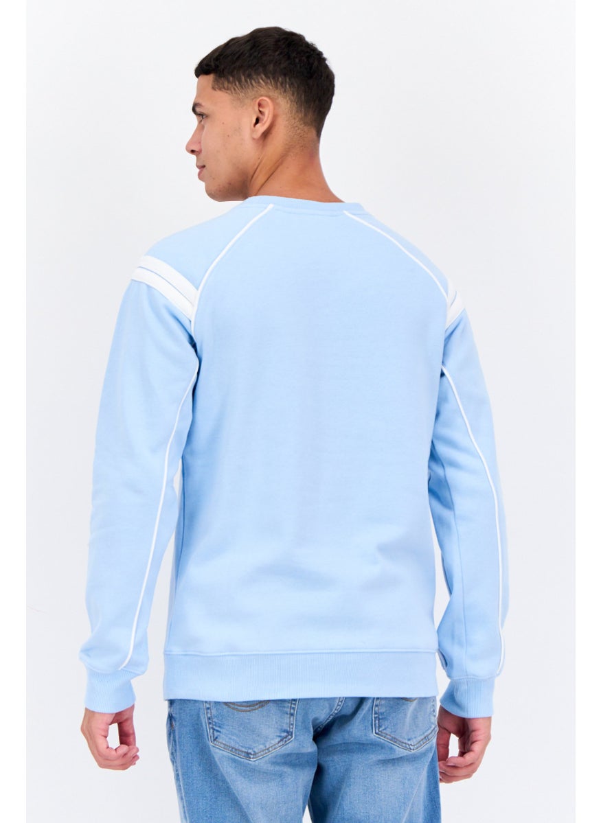 Sergio Tacchini Men Crew Neck Long Sleeves Brand Logo Sweatshirt, Blue  - Image 3