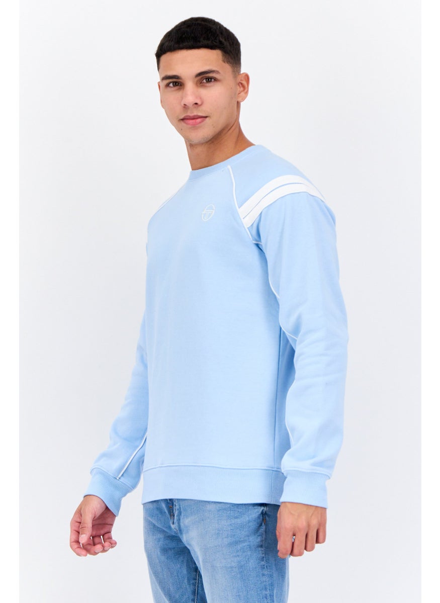 Sergio Tacchini Men Crew Neck Long Sleeves Brand Logo Sweatshirt, Blue  - Image 2