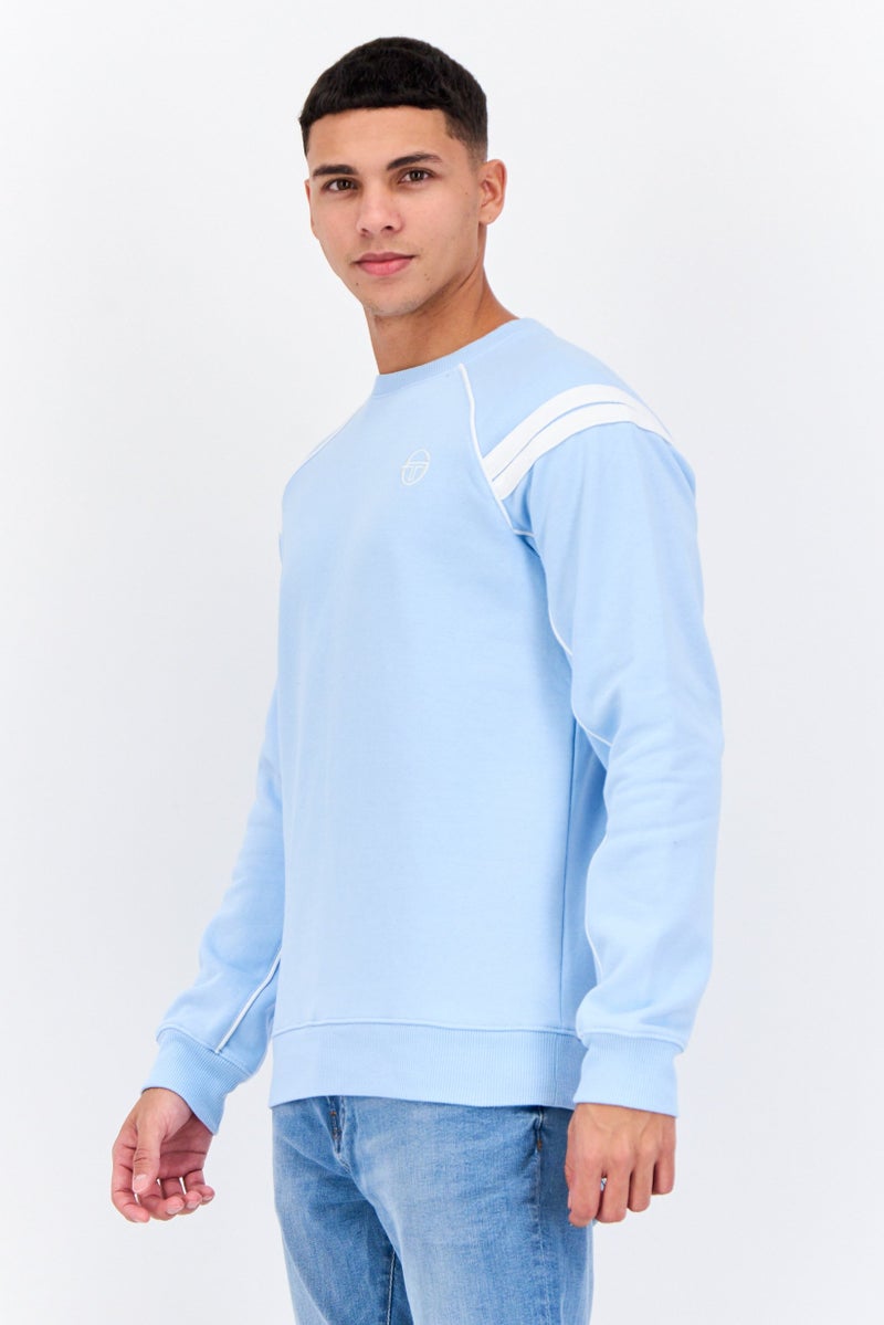 Sergio Tacchini Men Crew Neck Long Sleeves Brand Logo Sweatshirt, Blue - Image 2