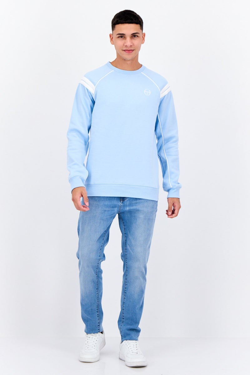 Sergio Tacchini Men Crew Neck Long Sleeves Brand Logo Sweatshirt, Blue - Image 4