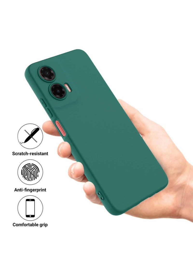 Wtech Motorola Moto G35 5G 2024 Premium Soft Liquid Silicone Case Cover - Dark Green - Image 5
