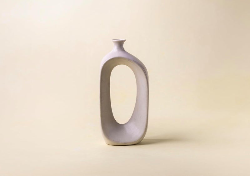 LetsBoho Hollow Square Ceramic Vases Set of 2 White  - Image 5