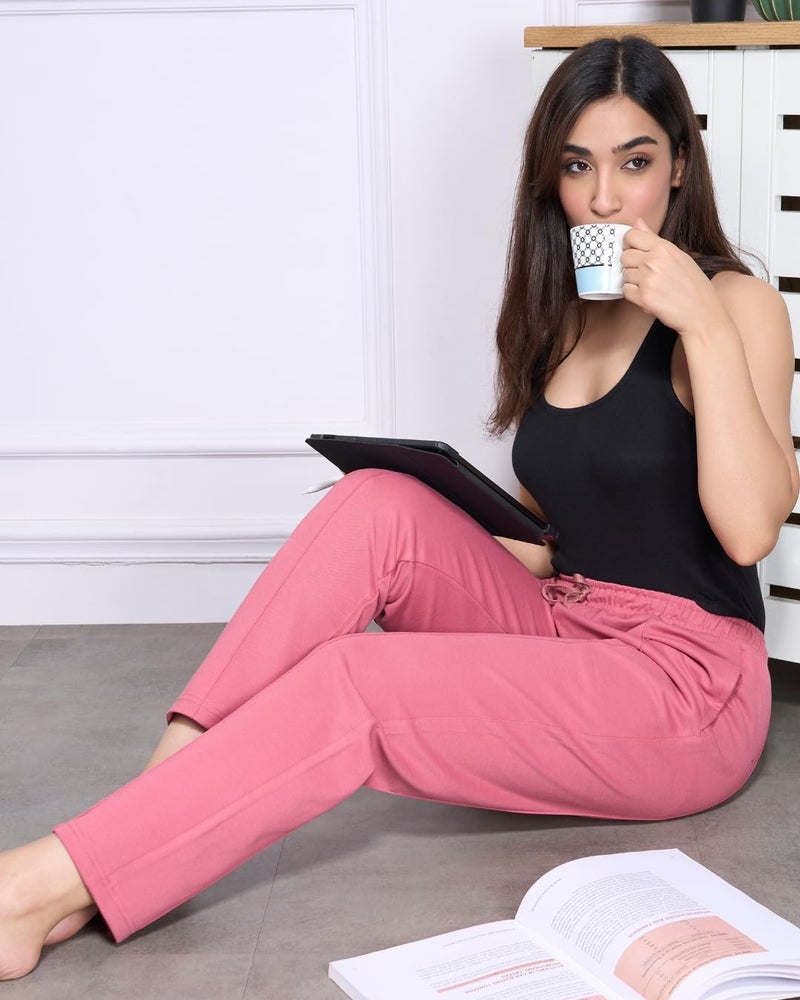 CUPID Woman Plus Size Easy Cotton Track Pants, Comfortable Lower, Trouser, Joggers, Lounge Wear, Night n, Pajama, Travel Pant_Rouge_5XL - Image 4