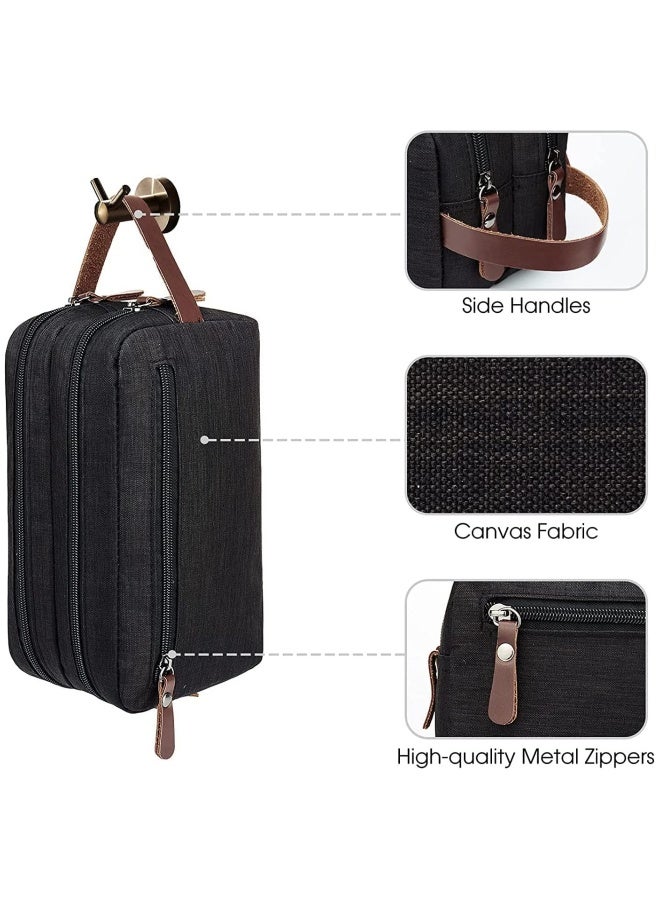 Travel Toiletry Bag for Men and Women, Large Waterproof Oxford Cloth Organizer, Foldable Hanging Double-layer Storage for Cosmetics and Shaving Essentials (Black) - Image 4