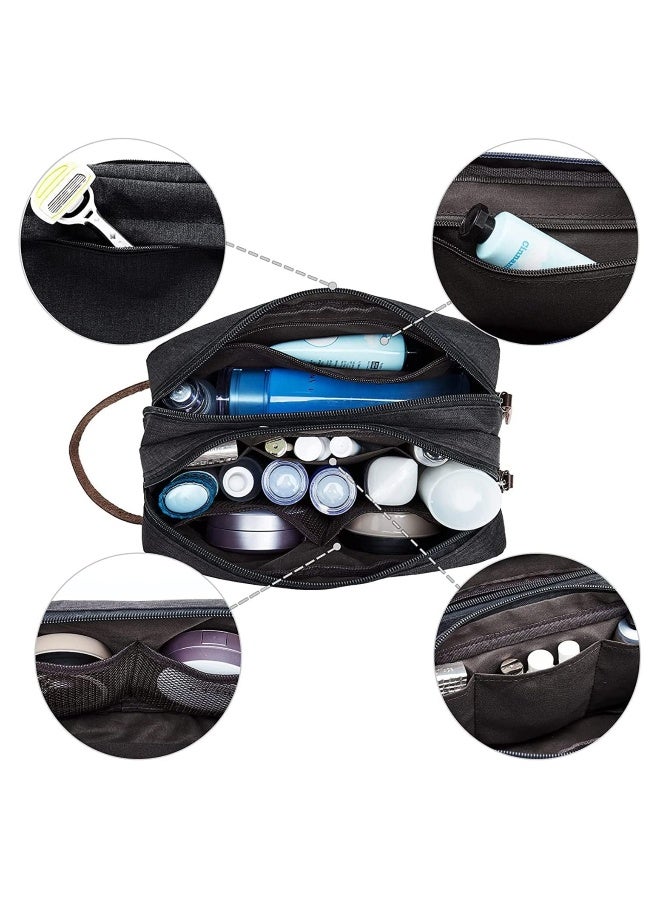 Travel Toiletry Bag for Men and Women, Large Waterproof Oxford Cloth Organizer, Foldable Hanging Double-layer Storage for Cosmetics and Shaving Essentials (Black) - Image 5
