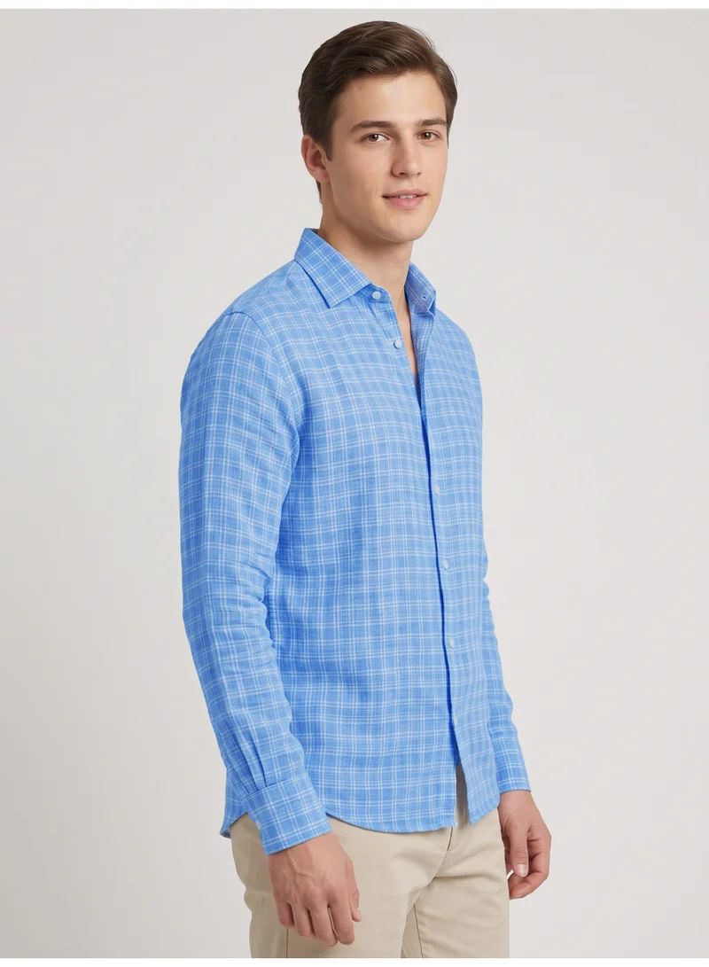 فكتور اند جين Men's Checked Long Sleeve Button-Up Shirt