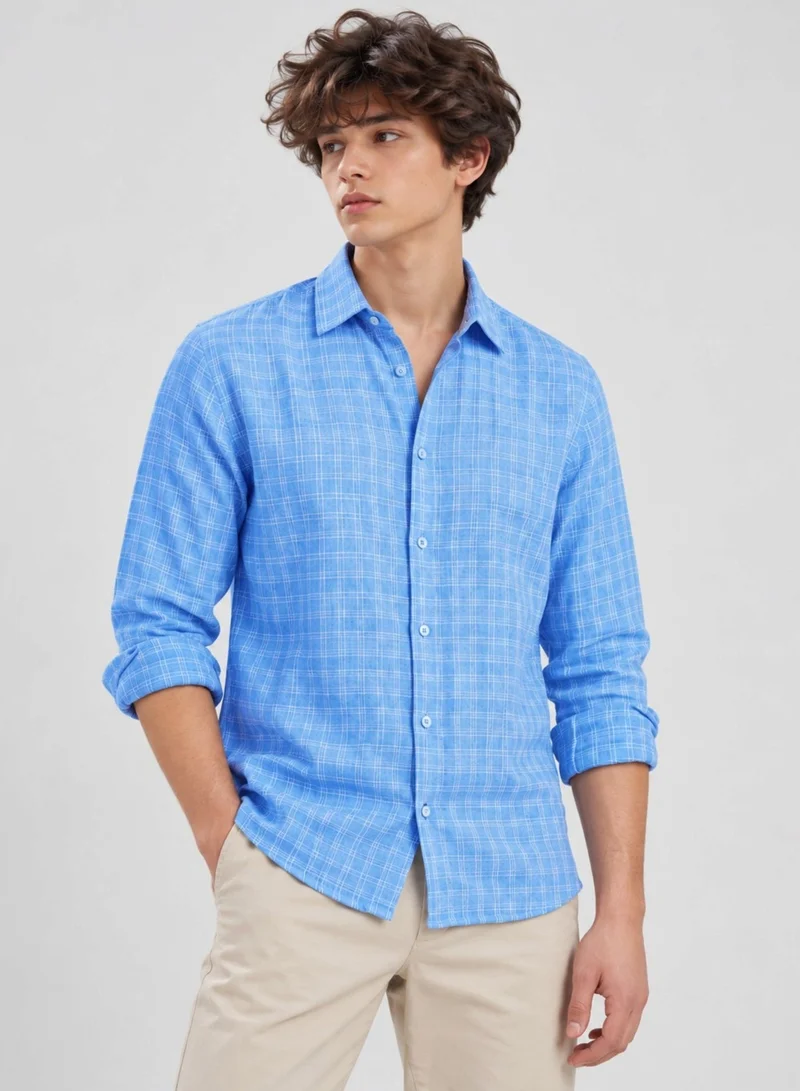 Victor And Jane Men's Checked Long Sleeve Button-Up Shirt