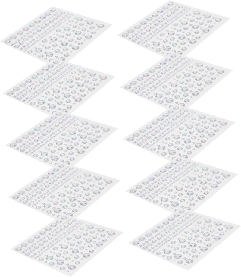 10sheets Self-Adhesive Face Rhinestones of Bling Gems for Makeup Stage Performance and Parties Long-Lasting Eye Stickers for - Image 1
