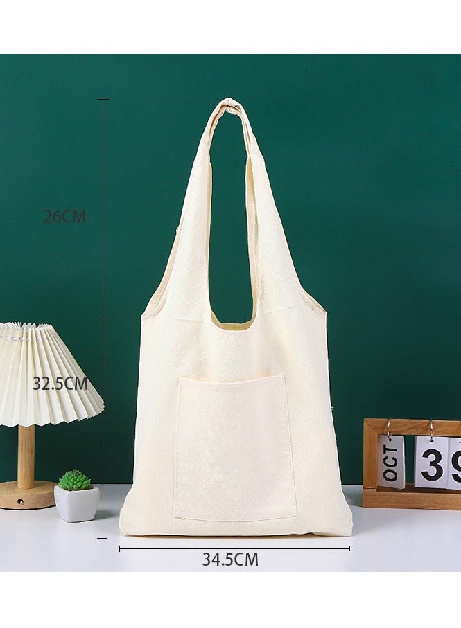 Stitch Detail Canvas Shopper/Tote White - Image 3