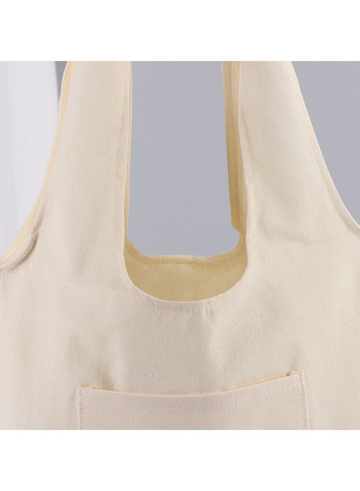 Stitch Detail Canvas Shopper/Tote White - Image 5