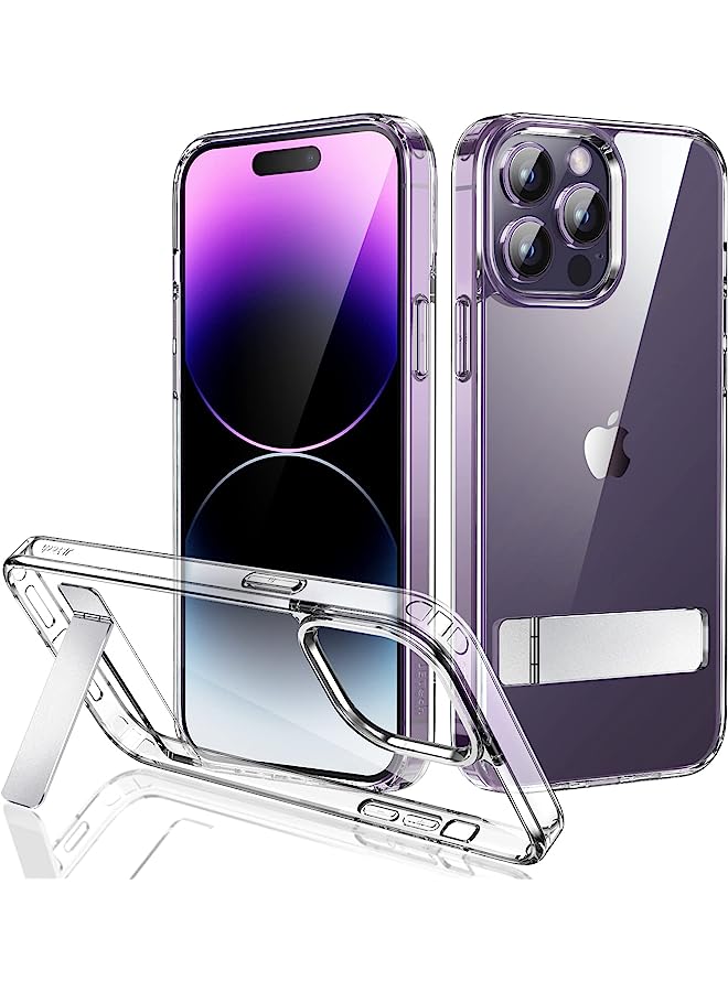 Jetech Kickstand Case For Iphone 14 Pro Max 6.7-Inch, Support Wireless Charging, Slim Shockproof Bumper Phone Cover, 3-Way Metal Stand (Clear) - Image 1