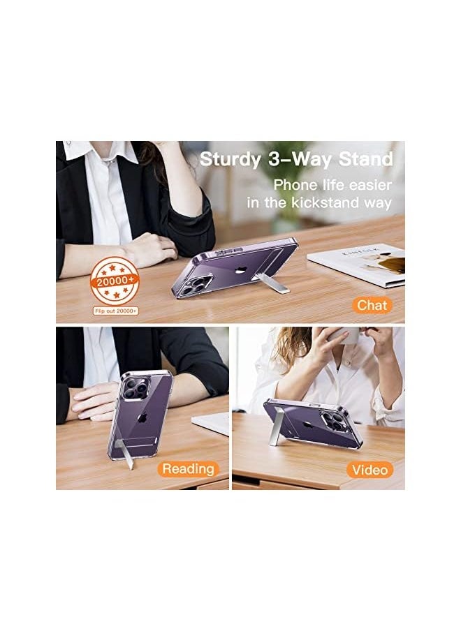 Jetech Kickstand Case For Iphone 14 Pro Max 6.7-Inch, Support Wireless Charging, Slim Shockproof Bumper Phone Cover, 3-Way Metal Stand (Clear) - Image 3