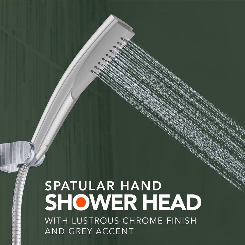 Lorazzo Spatular Hand Shower for Bathroom (Head Only) | Ergonomical Design | Handheld Shower compatible with standard 1/2 inch hose pipes | Anti-Clog Silicon Nozzles | Chrome lustre finish - Image 2