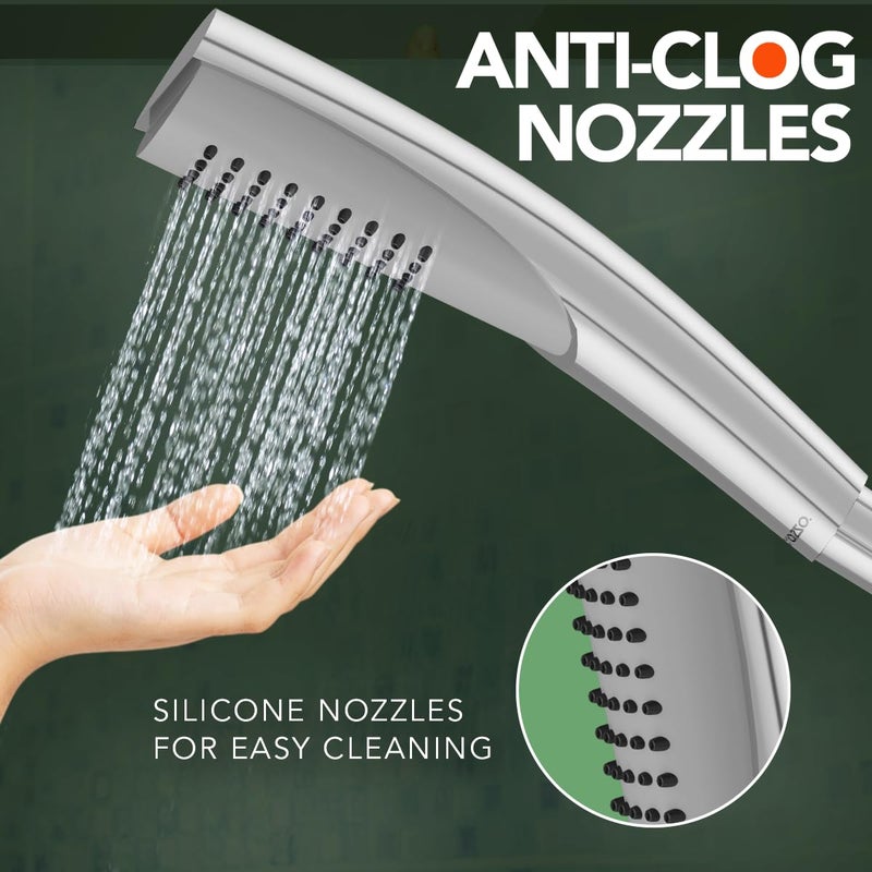 Lorazzo Spatular Hand Shower for Bathroom (Head Only) | Ergonomical Design | Handheld Shower compatible with standard 1/2 inch hose pipes | Anti-Clog Silicon Nozzles | Chrome lustre finish - Image 3