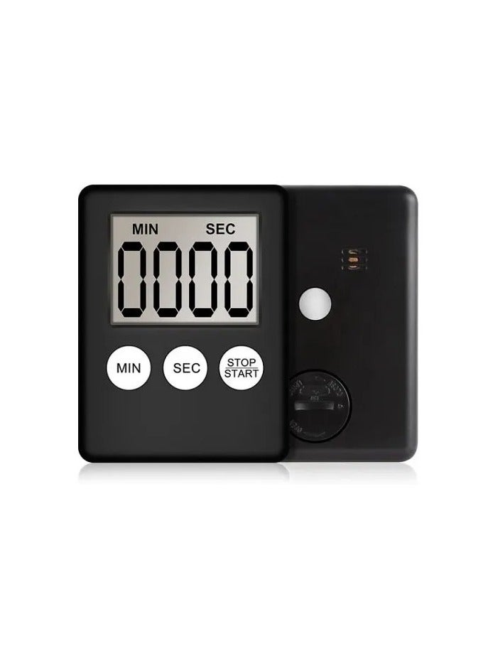 AROAQ Digital Timer, 1pc Small Count Down/up Clock with Magnetic Attachment, Big LCD Display Loud Sounds Minute Second Kitchen Timer for Games, Cooking, Classroom, (Black)  - Image 1