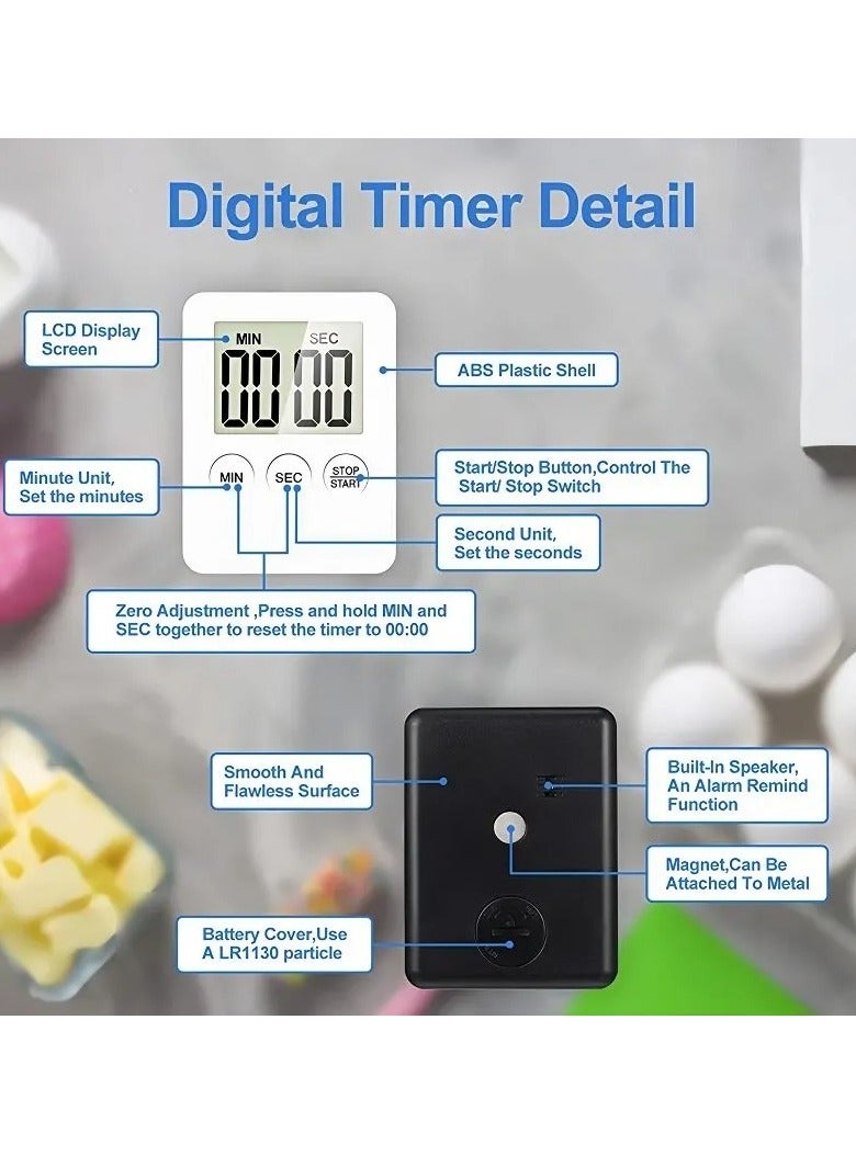 AROAQ Digital Timer, 1pc Small Count Down/up Clock with Magnetic Attachment, Big LCD Display Loud Sounds Minute Second Kitchen Timer for Games, Cooking, Classroom, (Black)  - Image 4