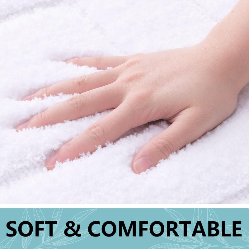 Buganda Bathroom Rugs  59"" x 20""  Soft and Absorbent Microfiber Bath Rugs  Non-Slip Shaggy Bath Carpet  Machine Wash Dry Bath Mats for Bathroom Floor  Tub and Shower  White - Image 1