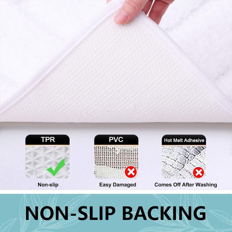 Buganda Bathroom Rugs  59"" x 20""  Soft and Absorbent Microfiber Bath Rugs  Non-Slip Shaggy Bath Carpet  Machine Wash Dry Bath Mats for Bathroom Floor  Tub and Shower  White - Image 3