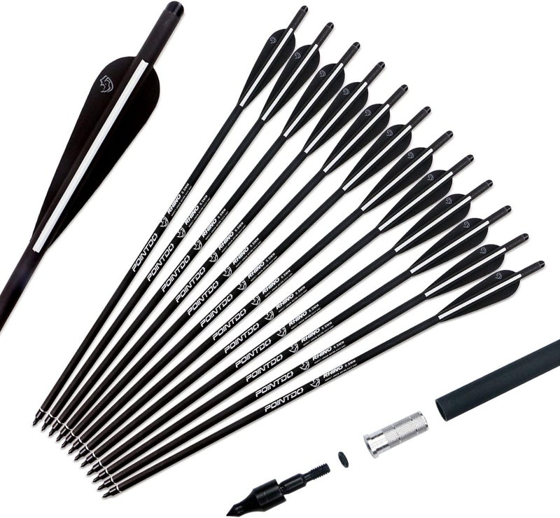 Pointdo 20inch Carbon Crossbow Bolts Crossbow Hunting Arrows with 4" Vanes and Replaced Arrowhead/Tip (12 Pack) - Image 1
