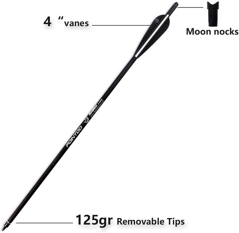 Pointdo 20inch Carbon Crossbow Bolts Crossbow Hunting Arrows with 4" Vanes and Replaced Arrowhead/Tip (12 Pack) - Image 2