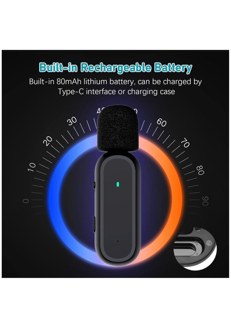 Wireless Microphone for ，Portable One-trigger-Two Wireless Clip-on Microphone System for Type-C Android Phones Video Recording Mic 20M Transmission Range Built-in Battery with Charging Case for Vlog L - Image 4