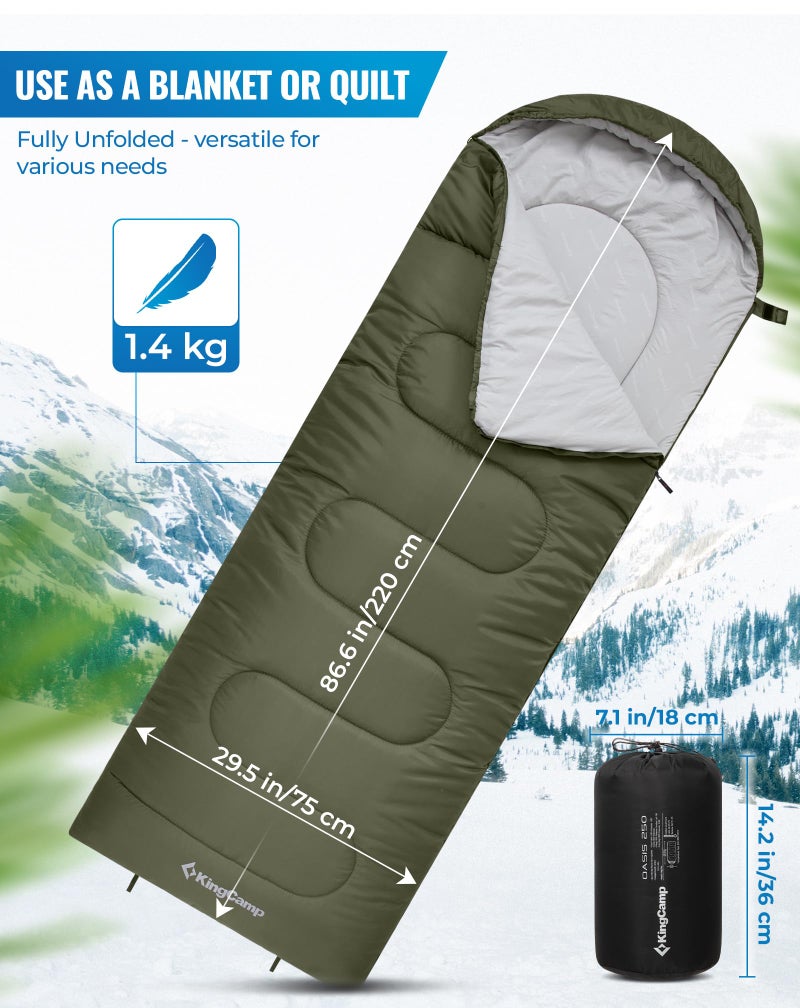 KingCamp Sleeping Bag 3 Season- Lightweight Waterproof Camping Sleeping Bags Indoor & Outdoor Use for Adults for Camping with Compression Sack - Image 2