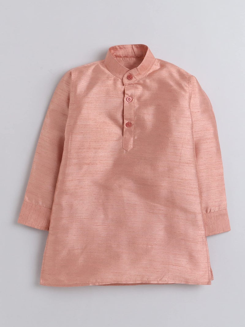 AHHAAAA Kids Ethnic Cotton Silk Blend Nehru Modi Jacket Kurta & Pyjama Set for Boys 8104 (8-9 Years, Orange) - Image 4