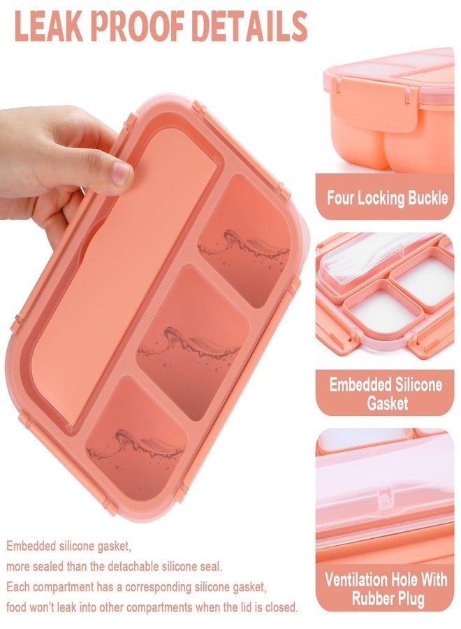 shell and turtle Bento Box Adult Lunch Box, Lunch Containers for Kids Girls Boys with 4 Compartments, Lunchable Food Container with Utensils, Sauce Jar, Muffin Liners, 40 Oz/5 Cup, Microwave & Dishwasher Safe, Pink - Image 4