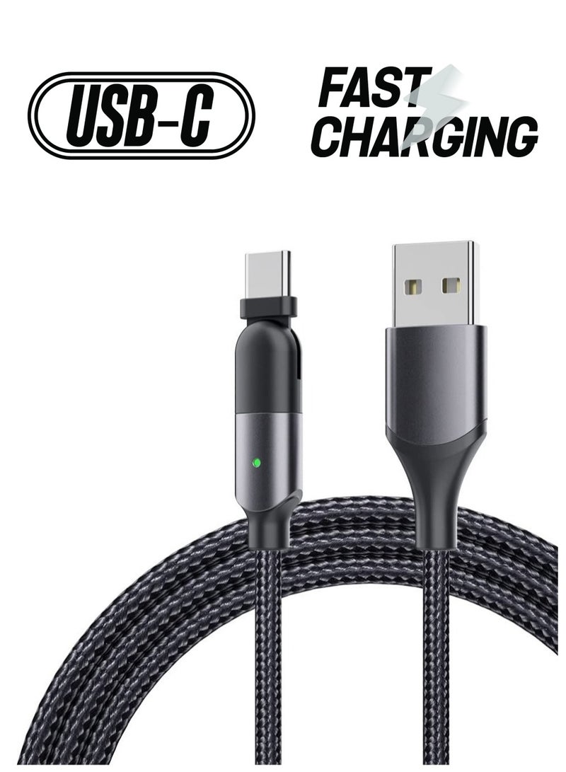 Excefore USB Type-C Charger Cord, 1.2m 180 Degree Rotating Head USB Type-C Nylon Charging and Data Transfer Cord Cable, for Samsung/LG/Moto/LG Phones, for PS5/Xbox X/S Controller/Switch Pro Controller - Image 1