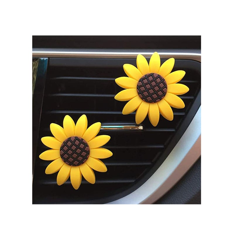 Zikra 2 Pack Sunflower Car Accessories Cute Car Air Freshener Sunflower Air Vent Clips Sunflowers Gift Decorations Car Clip Interior Air Vent Decor - Image 1