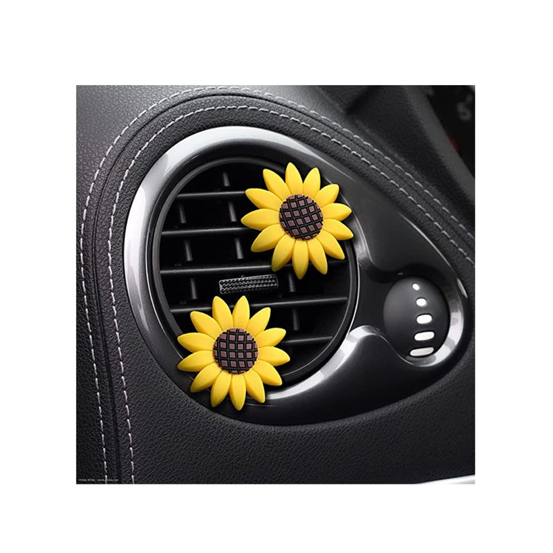 Zikra 2 Pack Sunflower Car Accessories Cute Car Air Freshener Sunflower Air Vent Clips Sunflowers Gift Decorations Car Clip Interior Air Vent Decor - Image 2