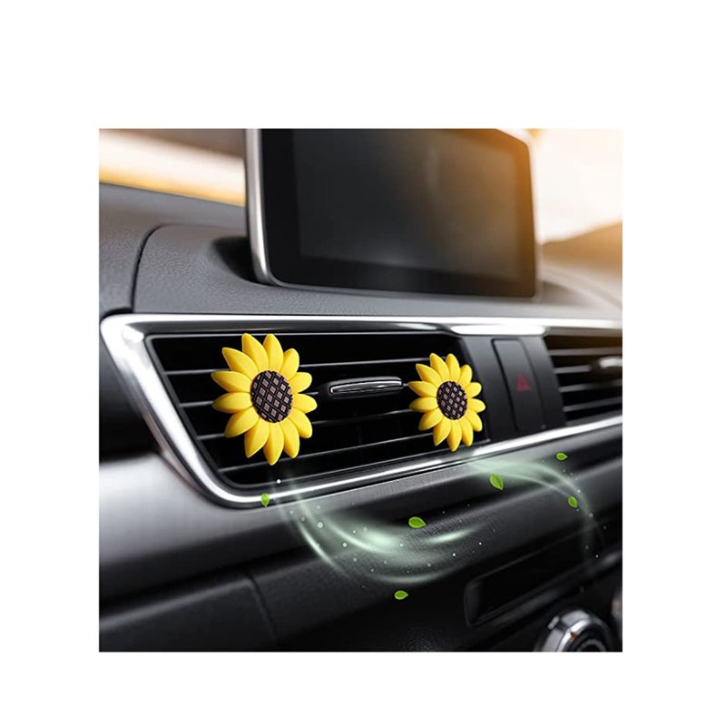 Zikra 2 Pack Sunflower Car Accessories Cute Car Air Freshener Sunflower Air Vent Clips Sunflowers Gift Decorations Car Clip Interior Air Vent Decor - Image 3