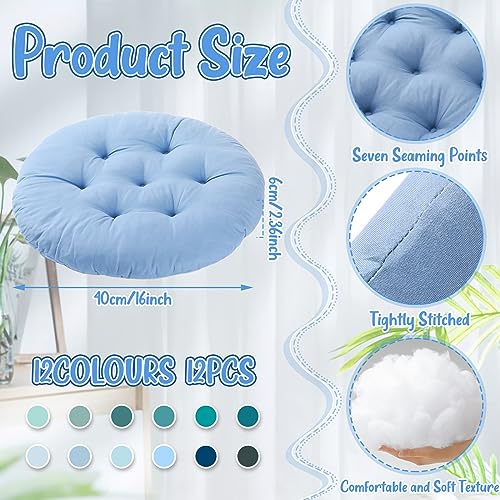 Fumete 12 Pcs Floor Pillows Cushions Seating 16 x 16 Inches Color Round Seat Reading Floor Chair Cushions for Kids Adults Classroom Home School Playing Supplies(Multicolor) - Image 2